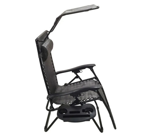 Шезлонг із захисним козирком Bonro SP-167A, 173 х 52 х 108 см - сірий