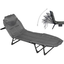 Шезлонг розкладний Bonro B2002-4, 127 х 61 х 80 см - темно-сірий