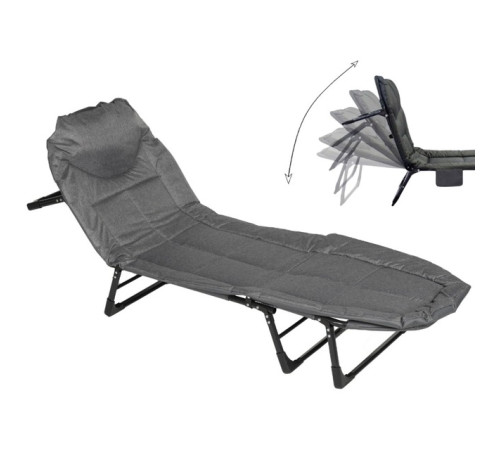 Шезлонг розкладний Bonro B2002-4, 127 х 61 х 80 см - темно-сірий