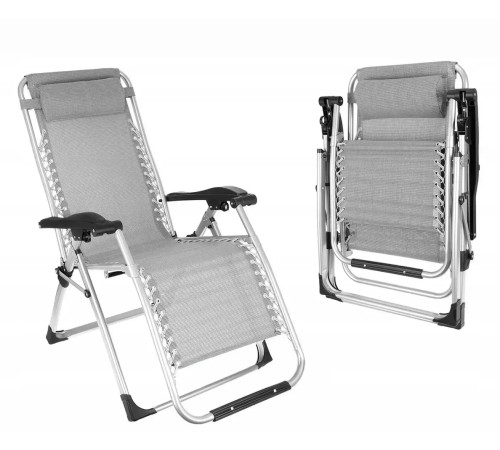 Шезлонг складаний Bonro BG-007, 173 х 47 х 111 см - сірий