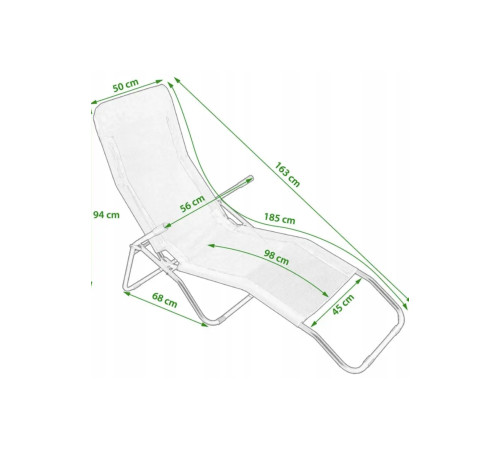 Крісло-шезлонг Jumi розкладний 166 х 57 х 100 см - зелений