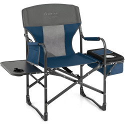Крісло кемпінгове Costway зі столиком і сумкою для зберігання - сіро-синє