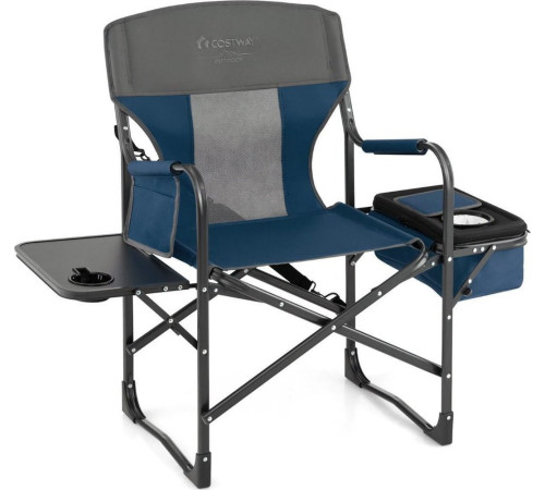 Крісло кемпінгове Costway зі столиком і сумкою для зберігання - сіро-синє
