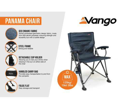 Стілець кемпінговий Vango Panama Chair CHTPANAMA000002, темно-сірий Стілець кемпінговий Vango Panama Chair CHTPANAMA000002, темно-сірий