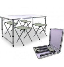 Стіл туристичний розкладний Jumi Economix з 4 стільцями 120 х 60 см - білий