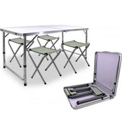 Стіл туристичний розкладний Jumi Economix з 4 стільцями 120 х 60 см - білий