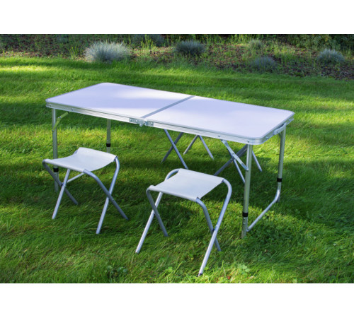 Стіл туристичний розкладний Jumi Economix з 4 стільцями 120 х 60 см - білий