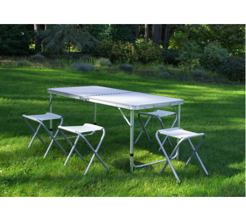 Стіл туристичний розкладний Jumi Economix з 4 стільцями 120 х 60 см - білий