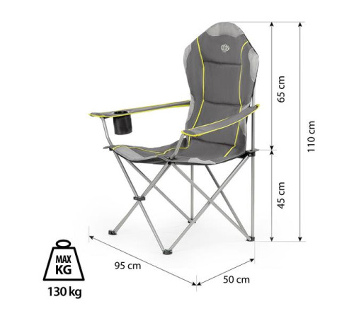 Крісло для кемпінгу NILS CAMP NC3080, сіро-лаймове