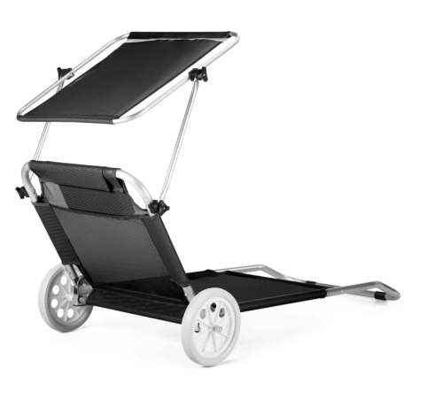 Шезлонг Outtec Sun з дашком, чорний Шезлонг Outtec Sun з дашком, чорний