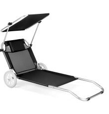 Шезлонг Outtec Sun з дашком, чорний