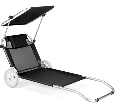 Шезлонг Outtec Sun з дашком, чорний Шезлонг Outtec Sun з дашком, чорний