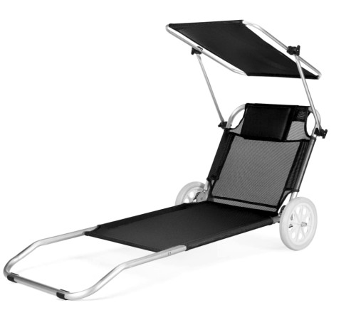Шезлонг Outtec Sun з дашком, чорний Шезлонг Outtec Sun з дашком, чорний