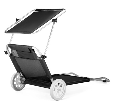 Шезлонг Outtec Sun з дашком, чорний Шезлонг Outtec Sun з дашком, чорний