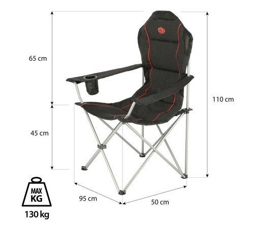 Крісло для кемпінгу NILS CAMP NC3080, чорно-червоний