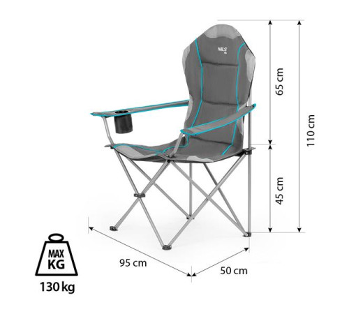 Крісло для кемпінгу NILS CAMP NC3080, сіре
