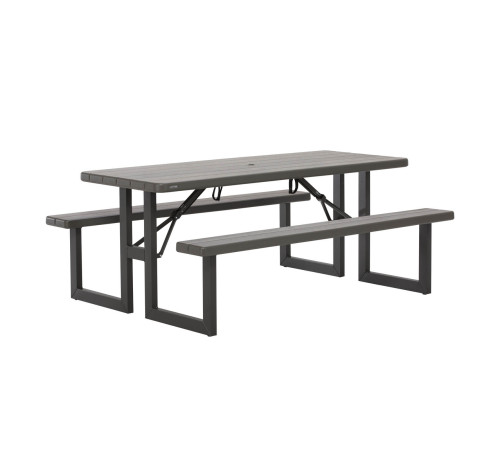 Стіл і дві лавки LIFETIME 60264, 183 х 142 х 74,9 см - коричневий