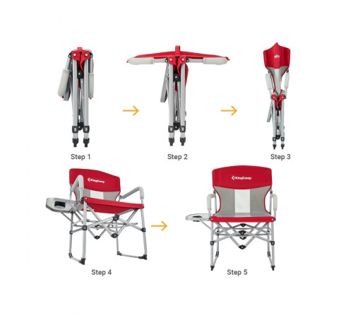 Крісло кемпінгове розкладне KING CAMP Director 92 x 60 x 44 см - червоно-сіре