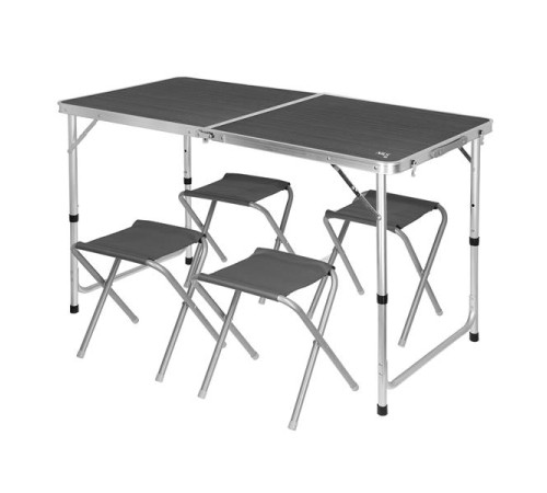 Стіл розкладний NILS CAMP NC1633 з 4 стільцями, темно-сірий