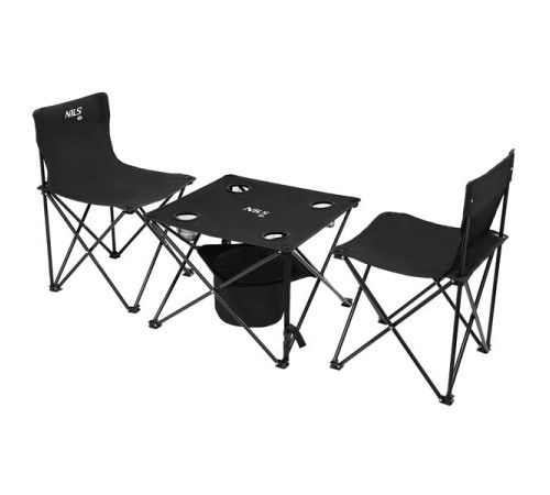 Стіл розкладний NILS CAMP NC3304 з 2 стільцями, чорний