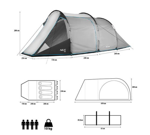 NC6023 СІРА КЕМПІНГОВА НАМЕТКА SKYLAND NILS CAMP NC6023 СІРА КЕМПІНГОВА НАМЕТКА SKYLAND NILS CAMP