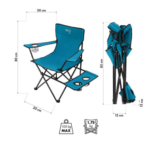 Крісло для кемпінгу NILS CAMP NC3301, синє
