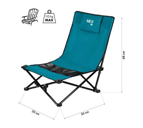 Крісло для кемпінгу NILS CAMP NC3306, синьо-чорне