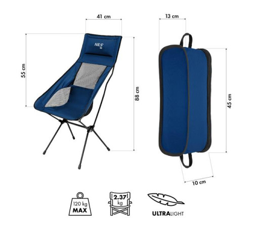 Крісло для кемпінгу NILS CAMP NC3322, синє