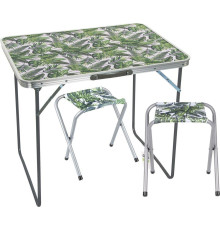 Стіл кемпінговий розкладний Enero і 2 крісла 80 x 60 x 70 см - зелено-біле