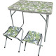Стіл кемпінговий розкладний Enero і 2 крісла 80 x 60 x 70 см - зелено-біле