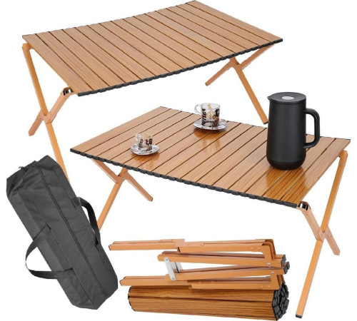 Стіл туристичний Enero з сумкою 90 х 60 х 45 см - коричневий