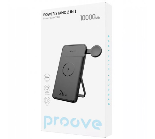 Повербанк бездротовий 2-в-1 Proove Power Stand 20W 10000mAh, чорний