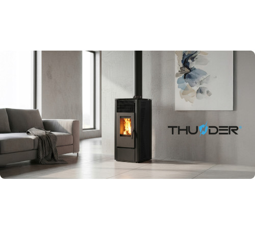 Пелетна піч-камін THUNDER KARMEN BLACK 10 кВт