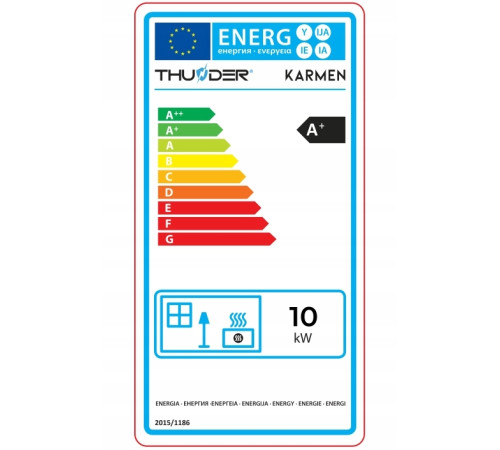 Пелетна піч-камін THUNDER KARMEN BLACK 10 кВт
