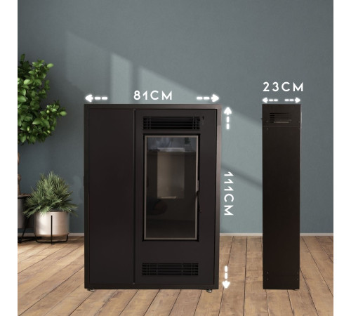 Пелетна піч-камін Thunder Aria Black 7,5 кВт