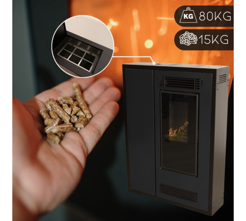 Пелетна піч-камін Thunder Aria Black 7,5 кВт