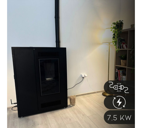 Пелетна піч-камін Thunder Aria Black 7,5 кВт
