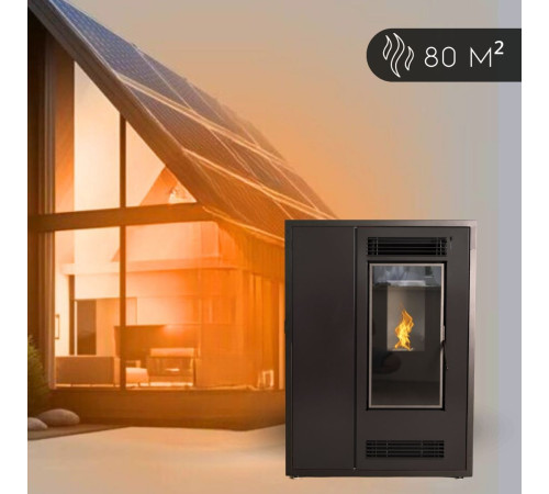 Пелетна піч-камін Thunder Aria Black 7,5 кВт