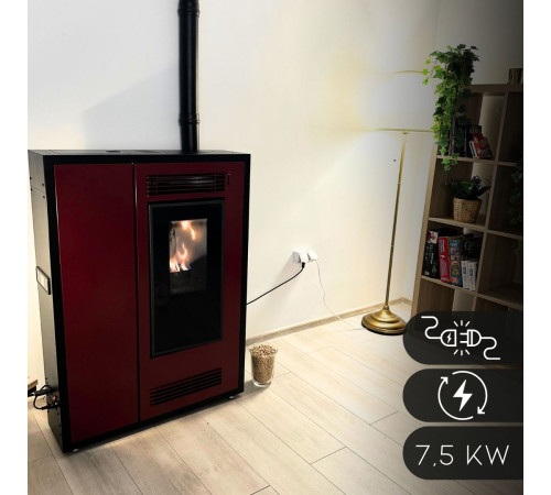 Пелетна піч-камін Thunder Aria Red 7,5 кВт Пелетна піч-камін Thunder Aria Red 7,5 кВт