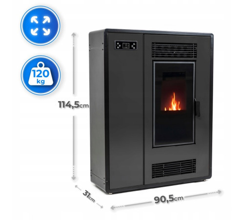 Пелетна піч-камін ARIA BLACK 12 кВт