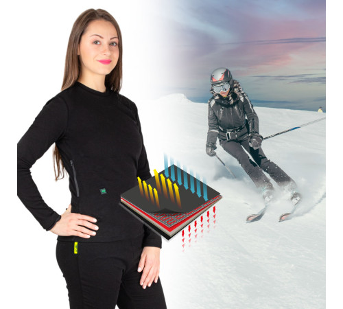 Жіноча футболка з довгим рукавом з підігрівом W-TEC Insulong Lady - чорний/XXL