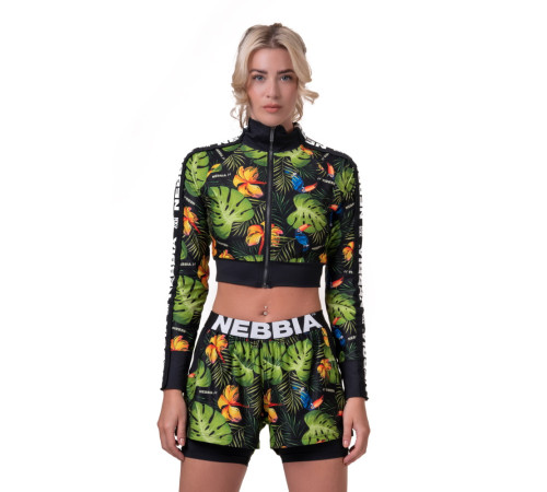 Жіноча кофта Nebbia High-Energy Cropped Jacket 564 - зелений/XS Жіноча кофта Nebbia High-Energy Cropped Jacket 564 - зелений/XS