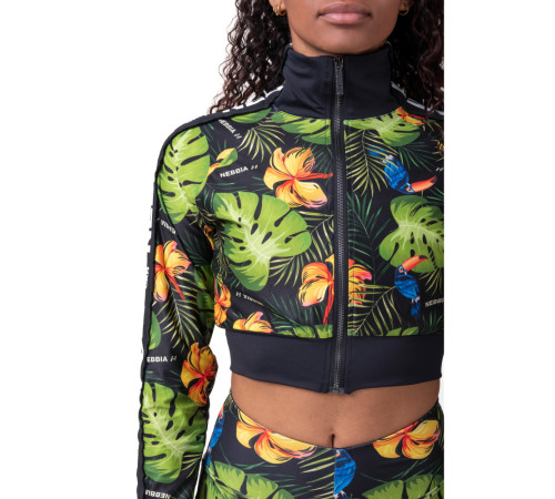 Жіноча кофта Nebbia High-Energy Cropped Jacket 564 - зелений/XS Жіноча кофта Nebbia High-Energy Cropped Jacket 564 - зелений/XS