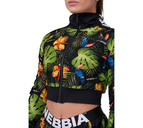Жіноча кофта Nebbia High-Energy Cropped Jacket 564 - зелений/XS Жіноча кофта Nebbia High-Energy Cropped Jacket 564 - зелений/XS