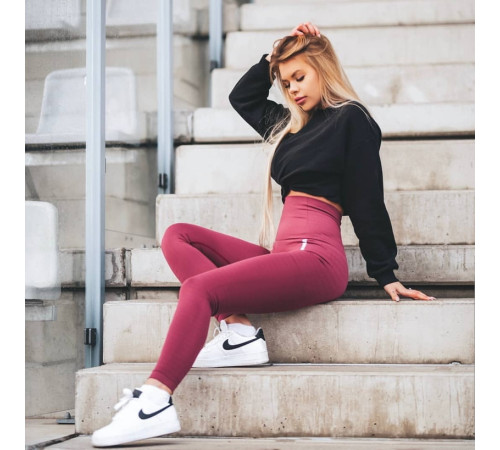 Жіночі легінси Boco Wear Burgund Plain Push Up - XS/S - бордові Жіночі легінси Boco Wear Burgund Plain Push Up - XS/S - бордові