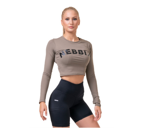 Жіночий кроп-топ з довгими рукавами Nebbia Sporty Hero 585 - М - Мокко Жіночий кроп-топ з довгими рукавами Nebbia Sporty Hero 585 - М - Мокко