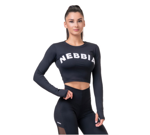 Жіночий кроп-топ з довгими рукавами Nebbia Sporty Hero 585 - М - Мокко Жіночий кроп-топ з довгими рукавами Nebbia Sporty Hero 585 - М - Мокко