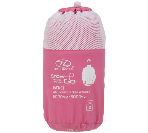 Вітрівка жіноча Highlander Stow & Go Pack Away Rain Jacket 6000 mm Pink XS Вітрівка жіноча Highlander Stow & Go Pack Away Rain Jacket 6000 mm Pink XS