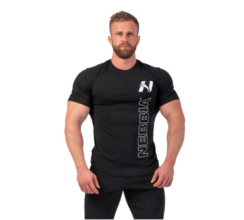Чоловіча футболка Nebbia Vertical Logo 293 - чорний/XXL Чоловіча футболка Nebbia Vertical Logo 293 - чорний/XXL