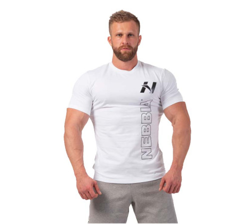 Чоловіча футболка Nebbia Vertical Logo 293 - білий/XL Чоловіча футболка Nebbia Vertical Logo 293 - білий/XL